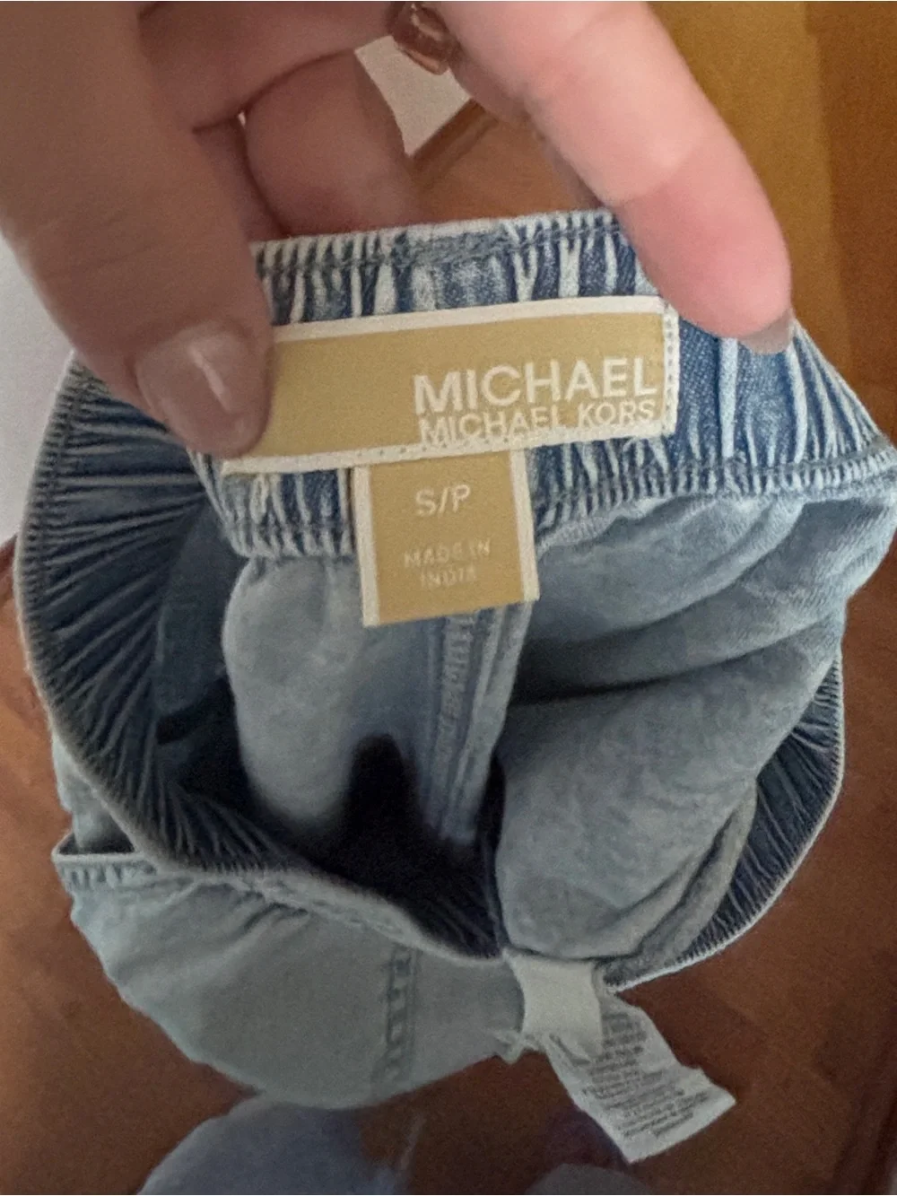 Michael Kors Light Blue Wide-Leg Drawstring Jeans
